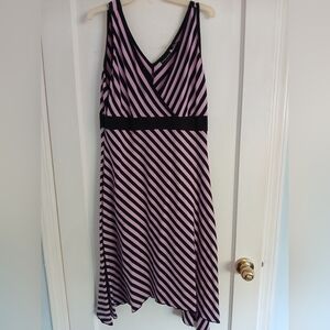 New York & Company Pink and Black Striped Top